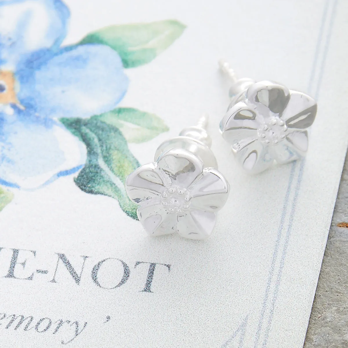 Forget-Me-Not Silver Stud Earrings