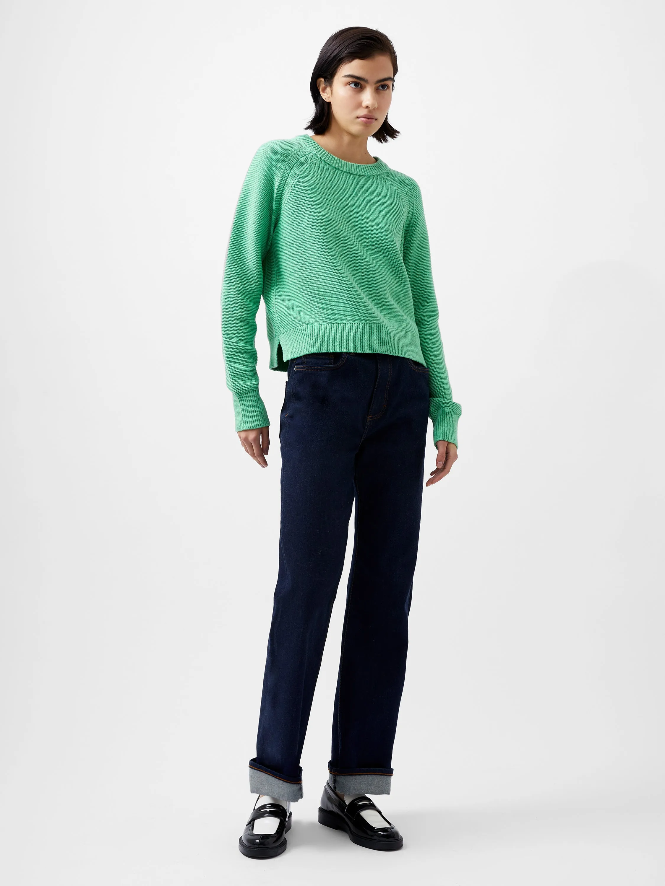 French Connection Lily Mozart Crew Neck Jumper-Minted Green-78XFE