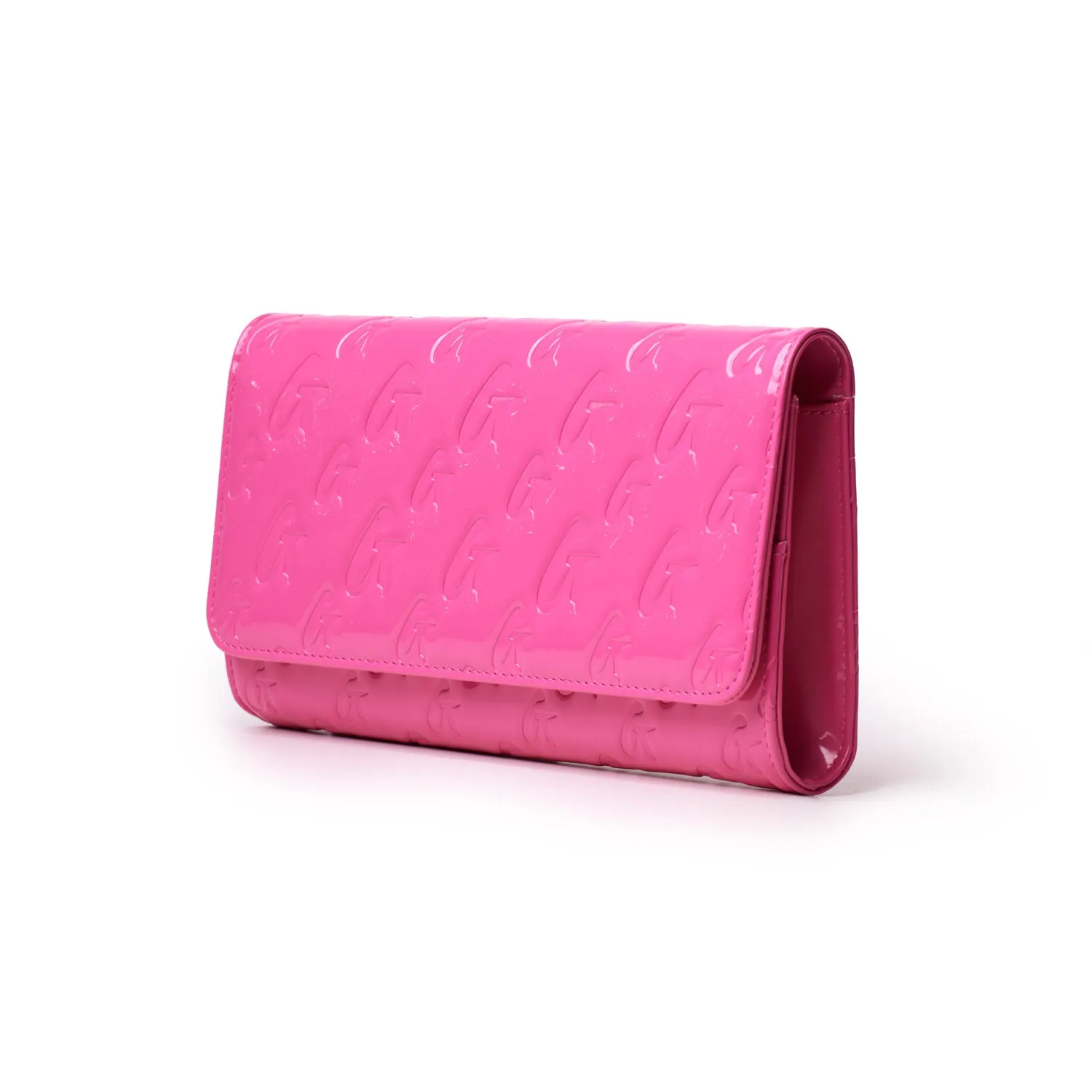 GLAM-AHOLIC MONOGRAM TRAVEL WALLET MIRROR HOT PINK