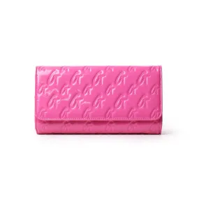 GLAM-AHOLIC MONOGRAM TRAVEL WALLET MIRROR HOT PINK