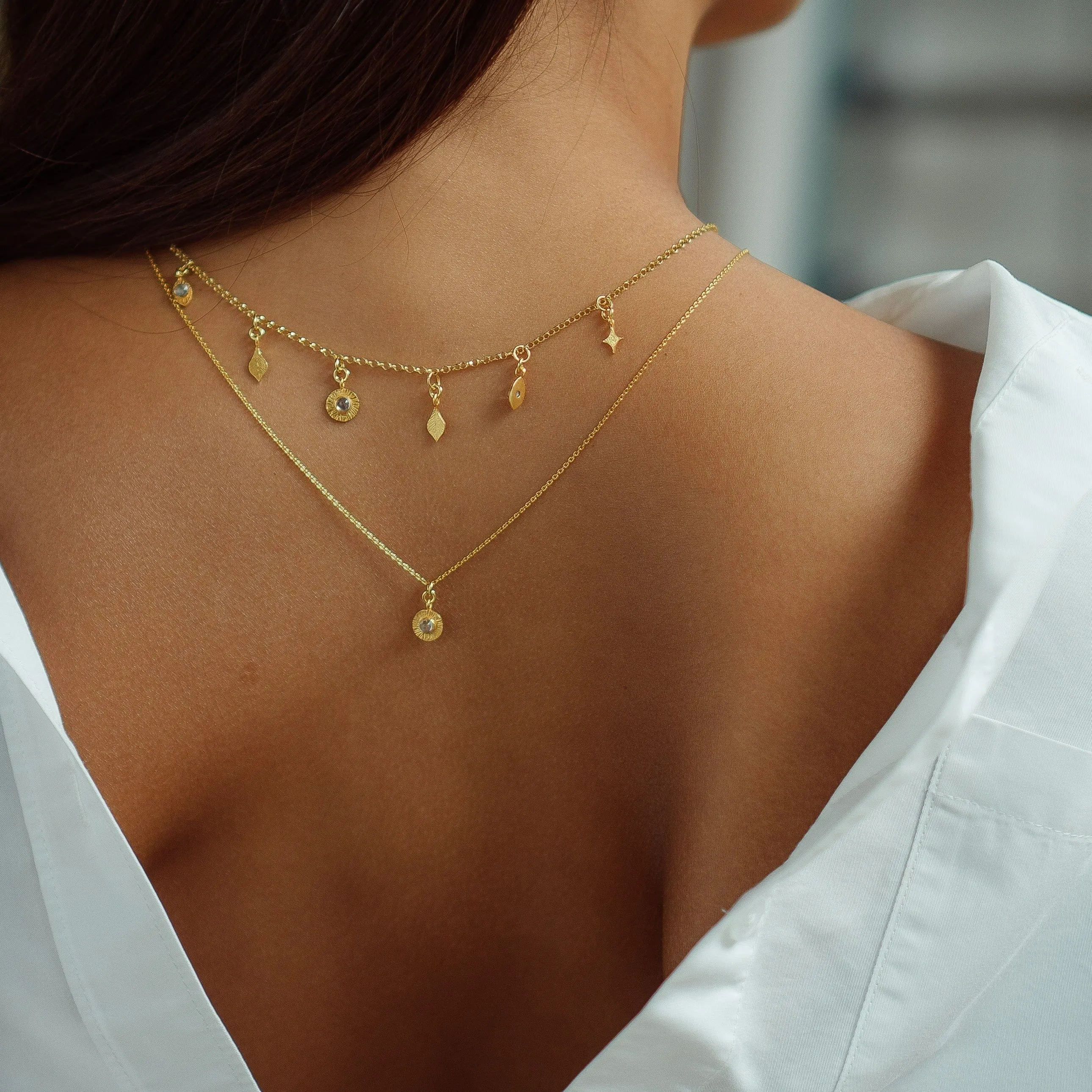 Gold Vermeil Sun Necklace with Moonstone - Soluna | By Lunar James