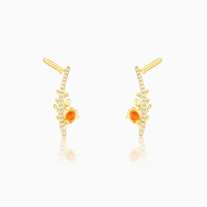 Golden Beaming Bell Mallow Cuff Earrings