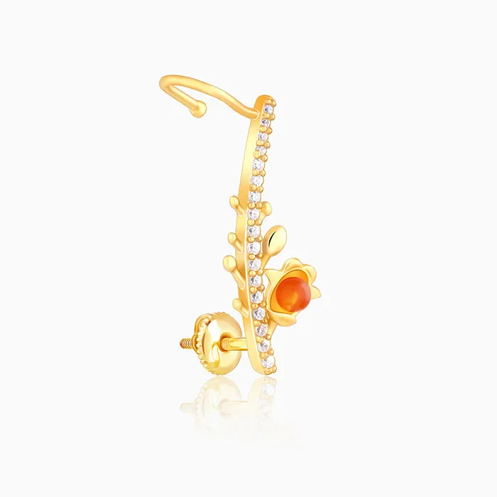 Golden Beaming Bell Mallow Cuff Earrings