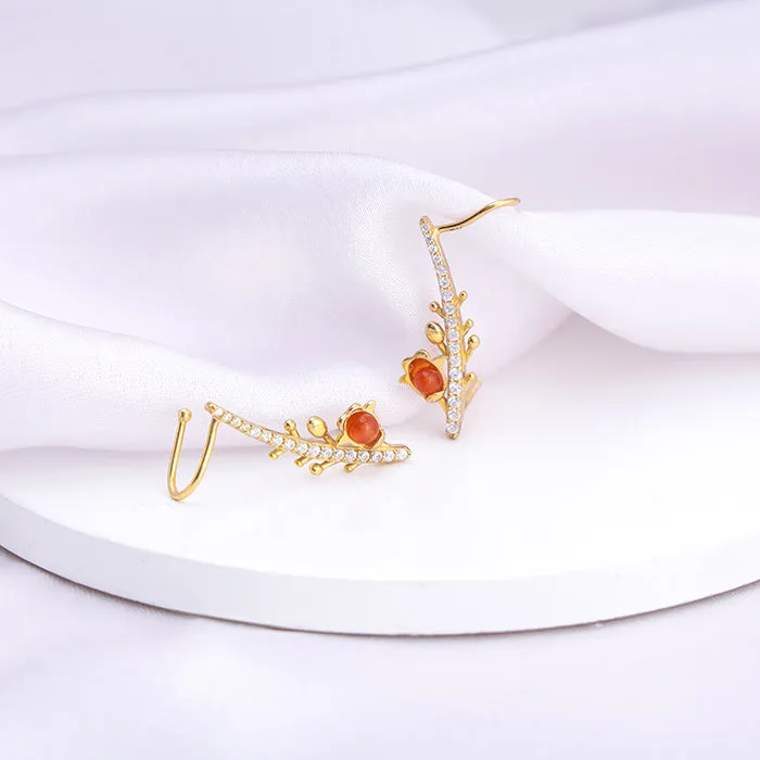 Golden Beaming Bell Mallow Cuff Earrings