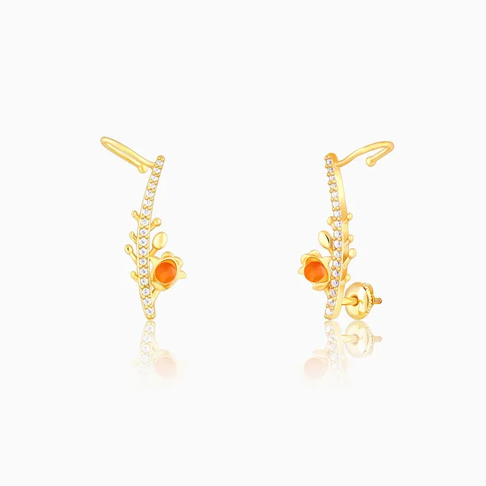 Golden Beaming Bell Mallow Cuff Earrings