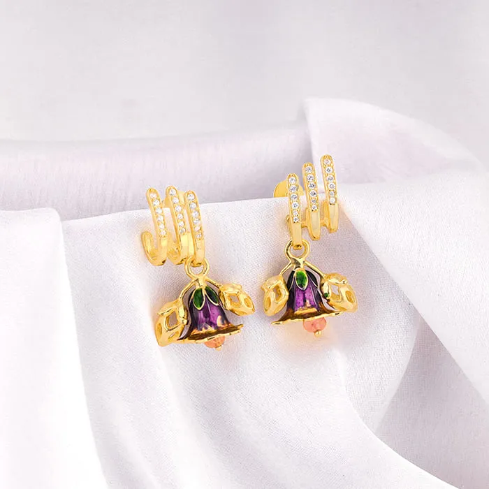 Golden Bell Mallow Budding Earrings