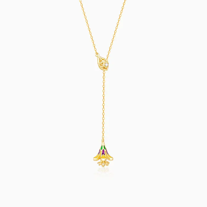 Golden Bell Mallow Lariat Necklace