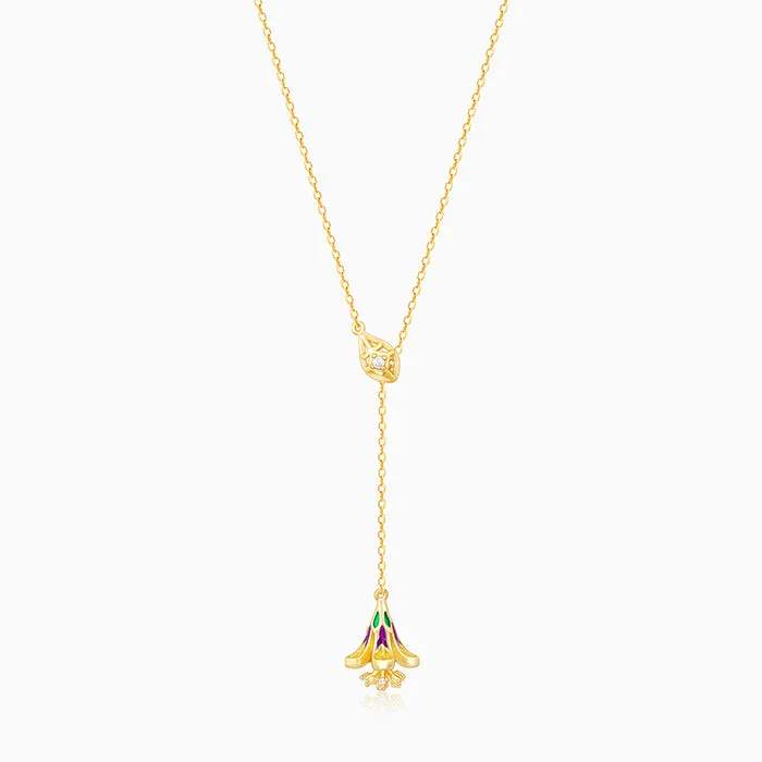 Golden Bell Mallow Lariat Necklace