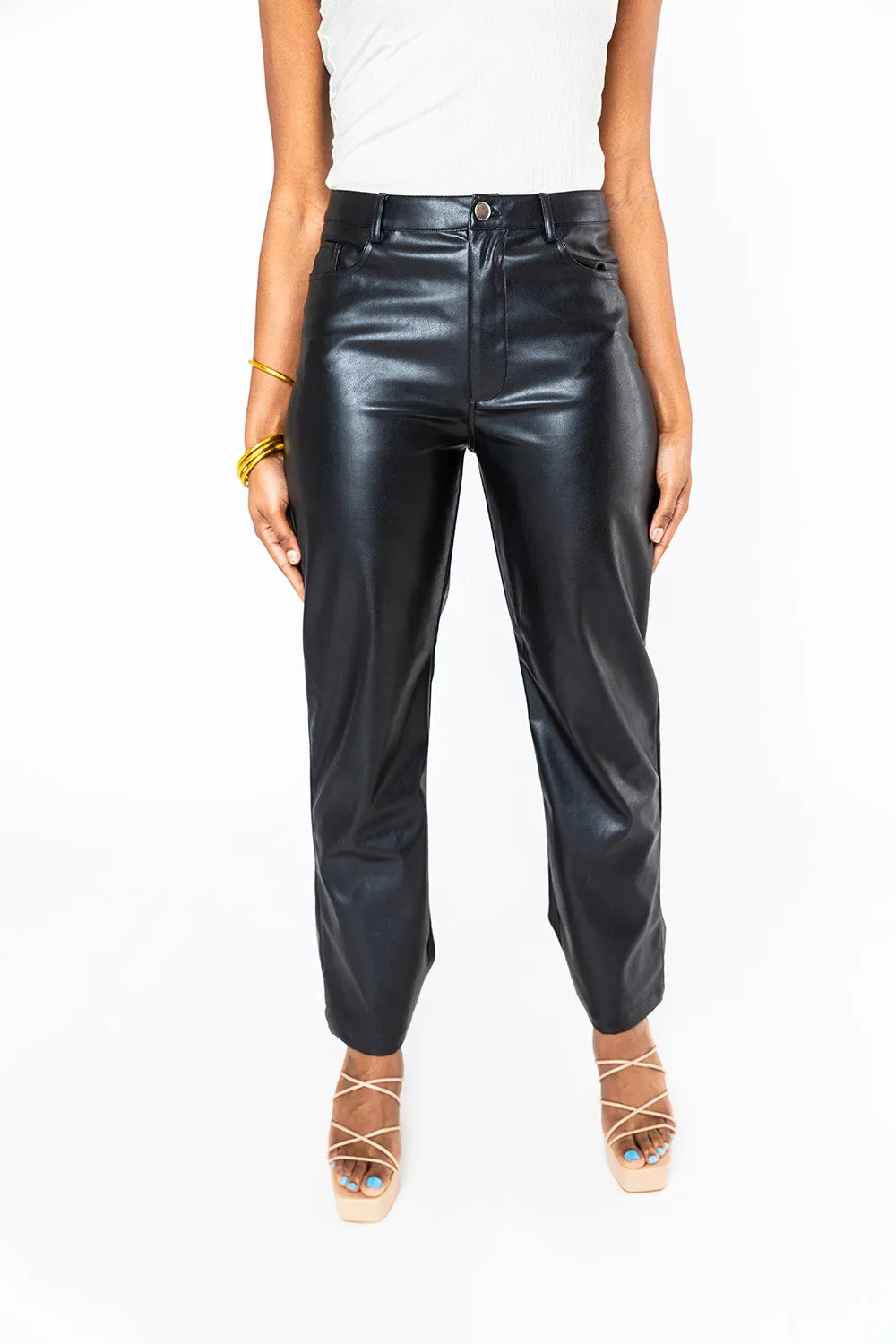 Gomez Vegan Leather Pants - Black