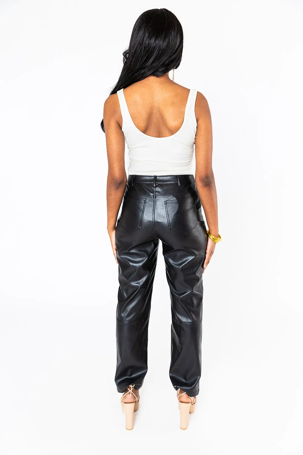 Gomez Vegan Leather Pants - Black