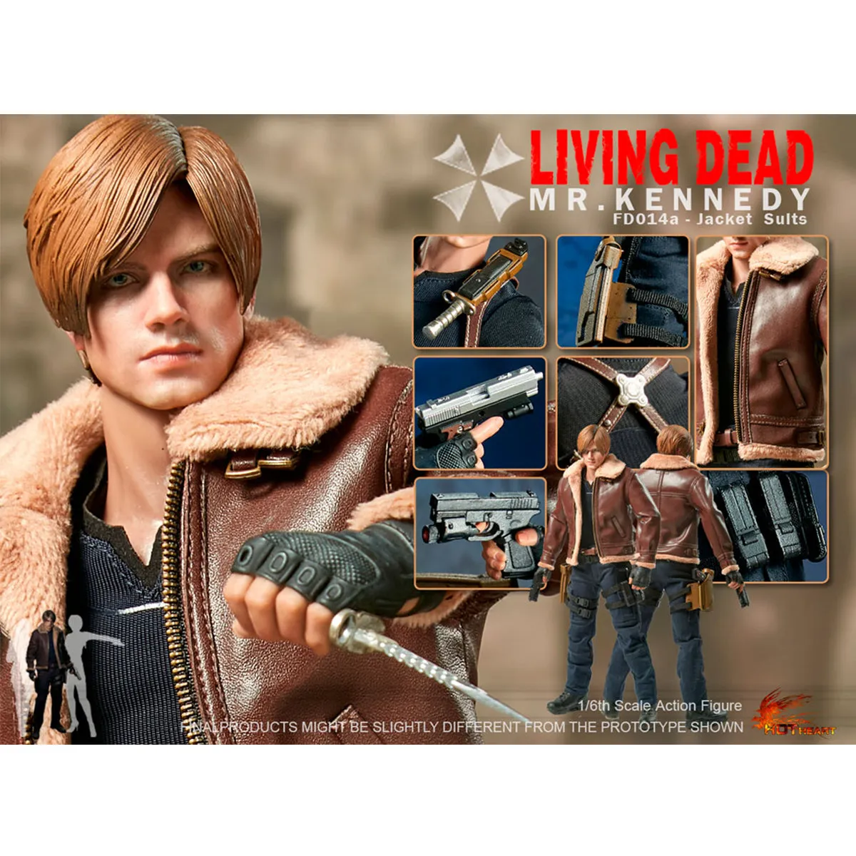 HiPlay Hot Heart Zombie Killer Kennedy Action Figure Jacket Upgrade Version