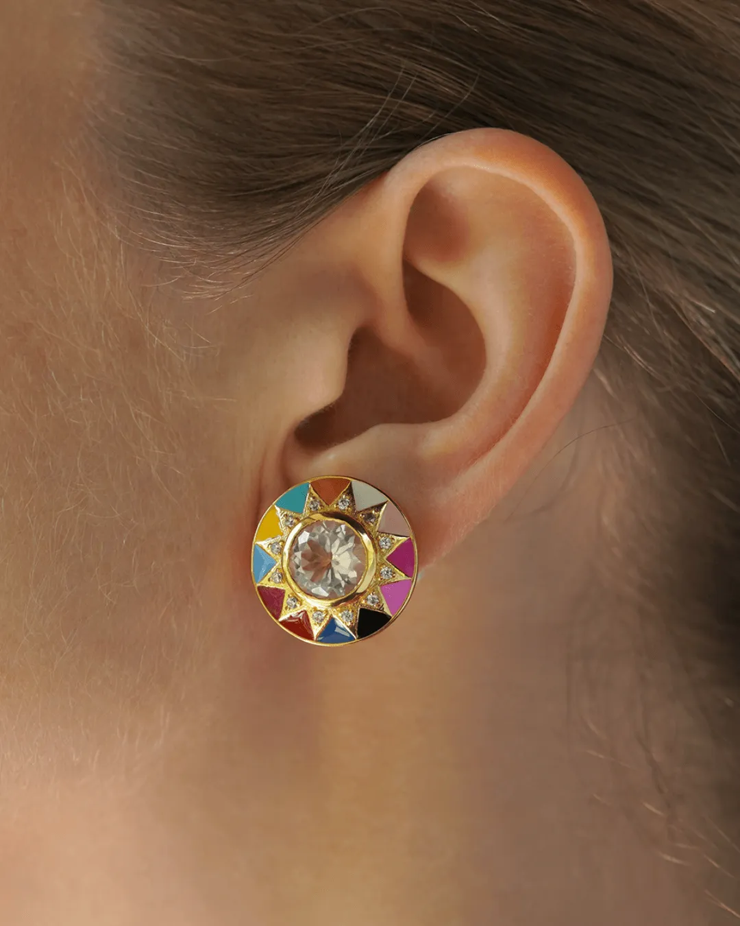 Holi Enamel Sun Earrings