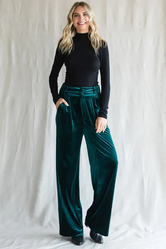 Holiday Crush Green Velvet Pants