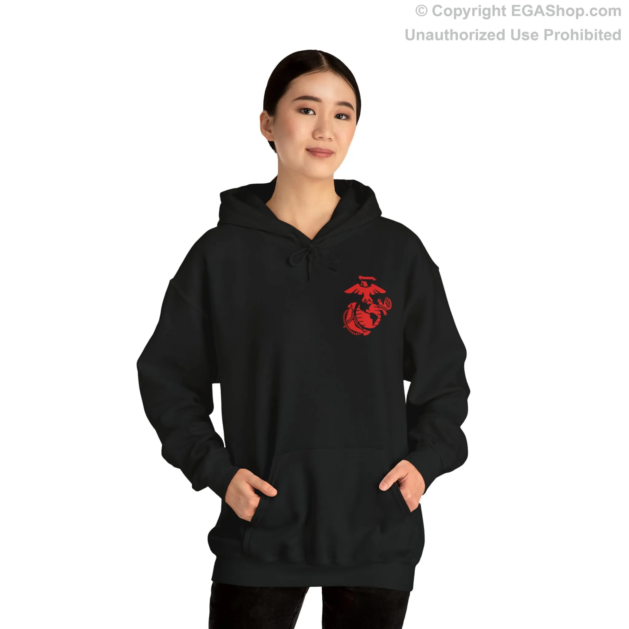 Hoodie: Alpha Co. MCRD Parris Island (1st Battalion Crest on BACK)