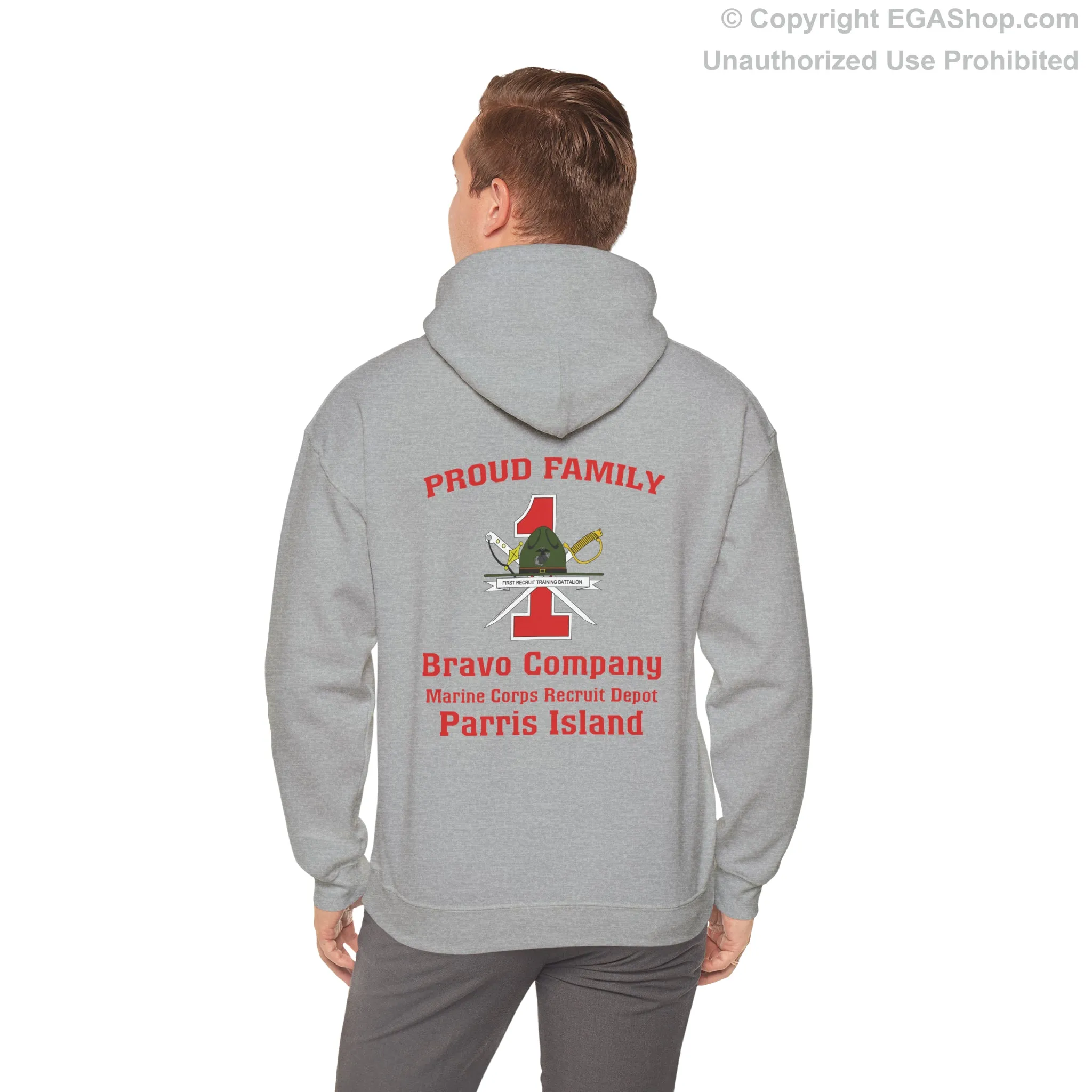 Hoodie: Bravo Co. MCRD Parris Island (1st Battalion Crest on BACK)