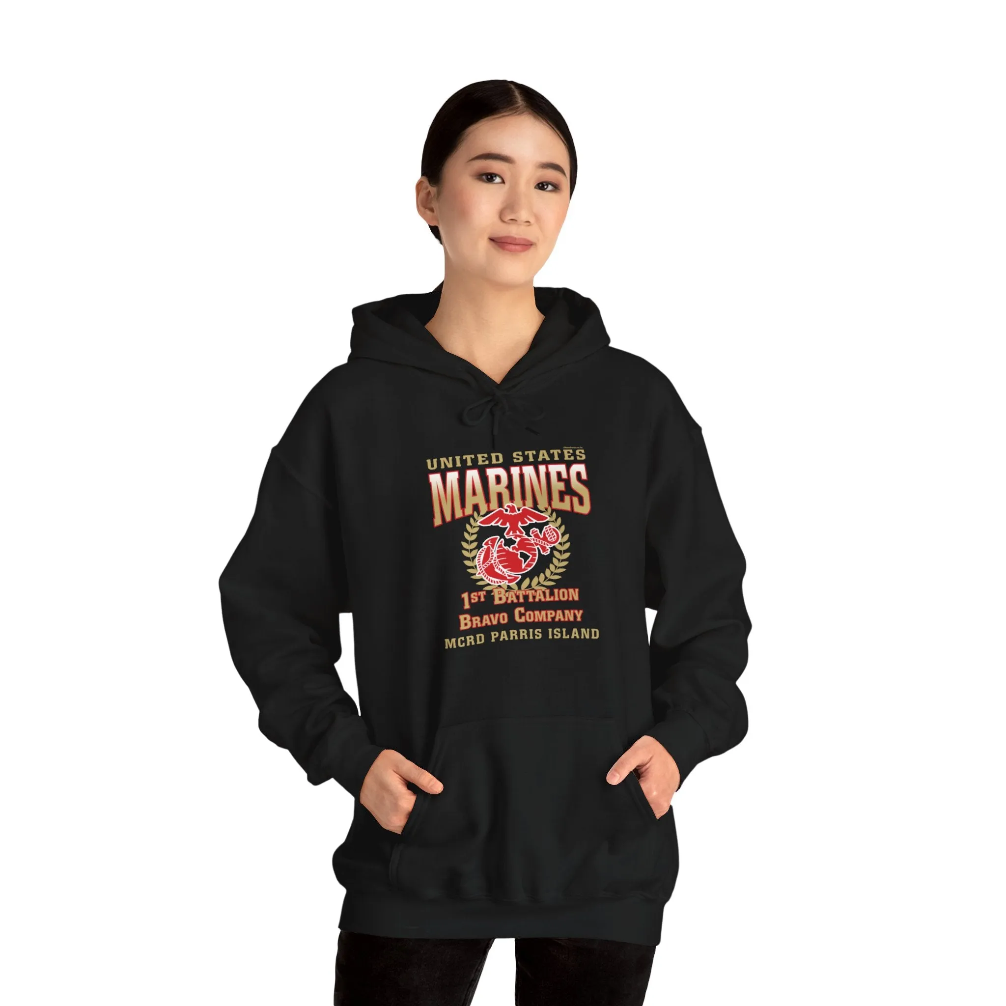 Hoodie: Bravo Co. MCRD Parris Island (EGA   Back Proud Family)