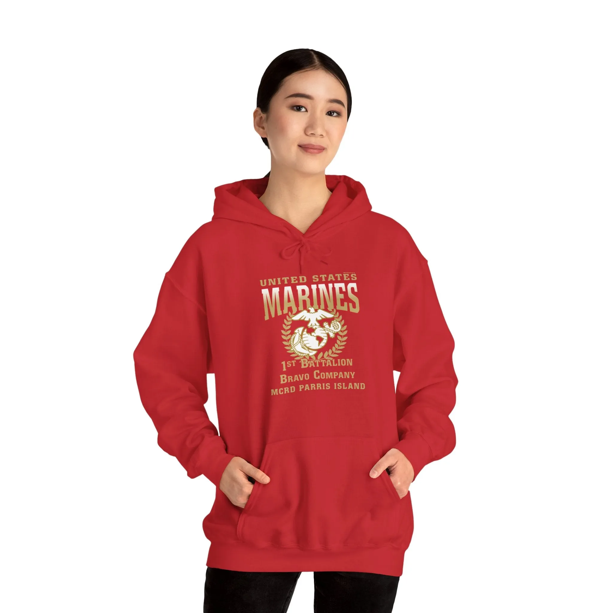 Hoodie: Bravo Co. MCRD Parris Island (EGA   Back Proud Family)