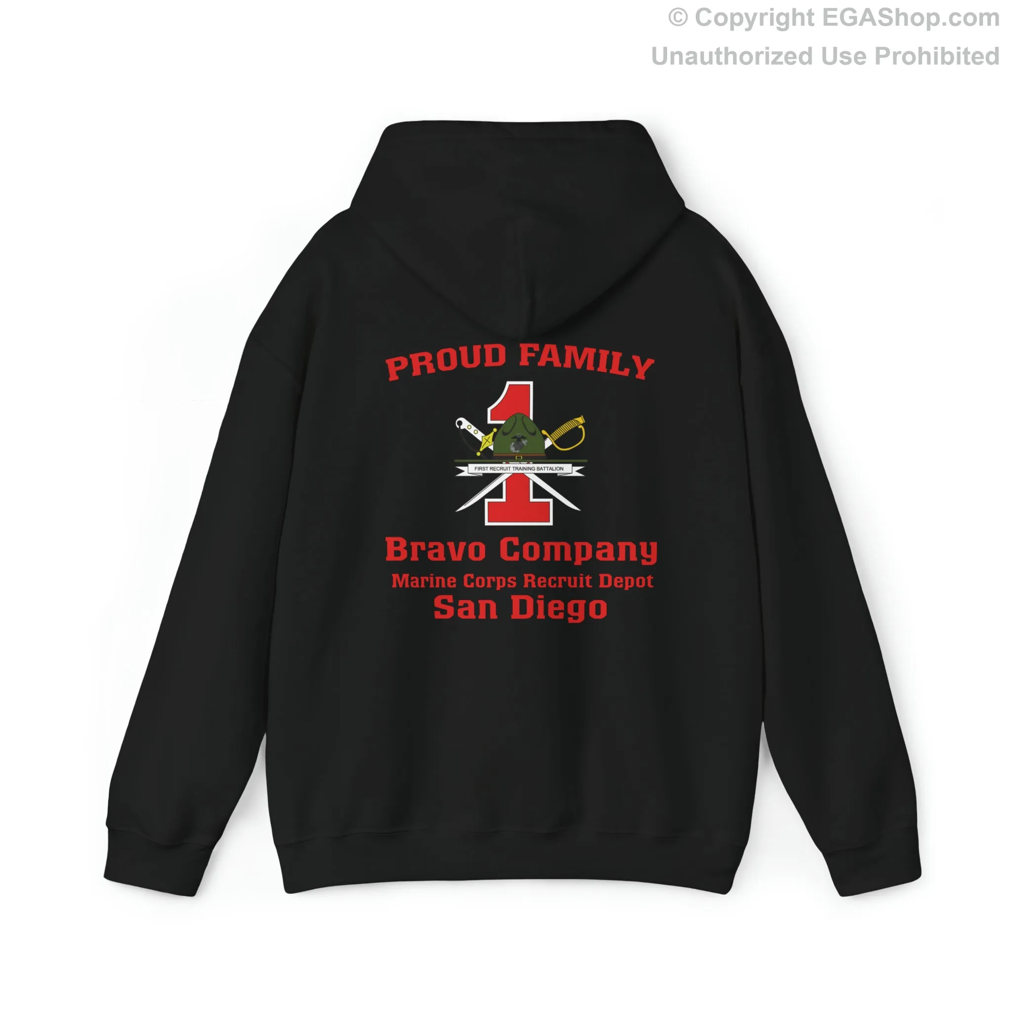 Hoodie: Bravo Co. MCRD San Diego (1st Battalion Crest on BACK)