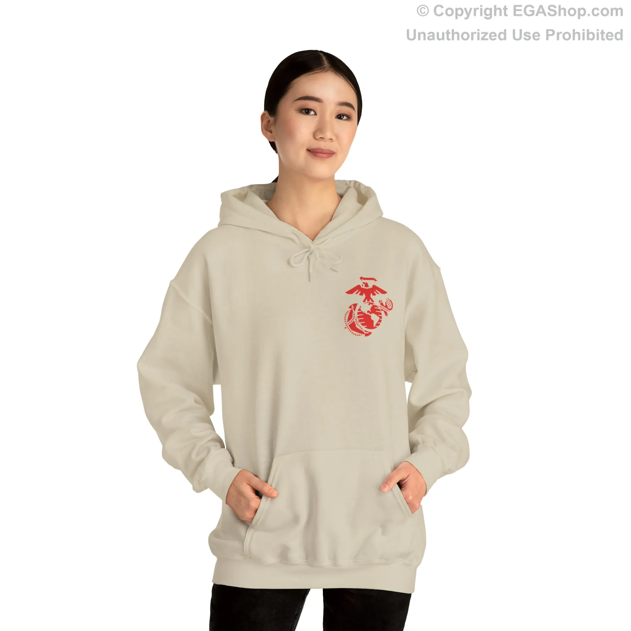 Hoodie: Charlie Co. MCRD Parris Island (1st Battalion Crest on BACK)