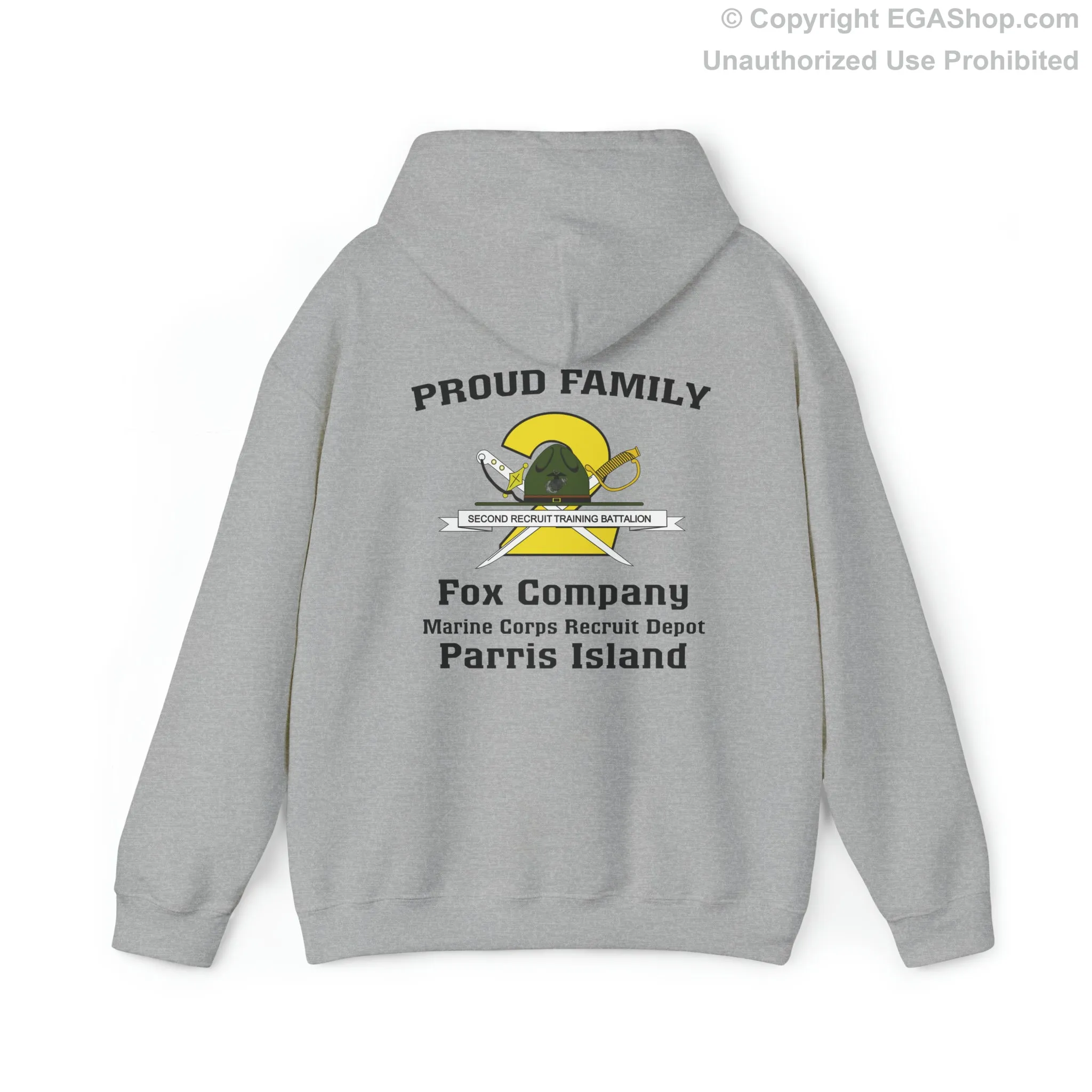 Hoodie: Fox Co. MCRD Parris Island (2nd Battalion Crest on BACK)