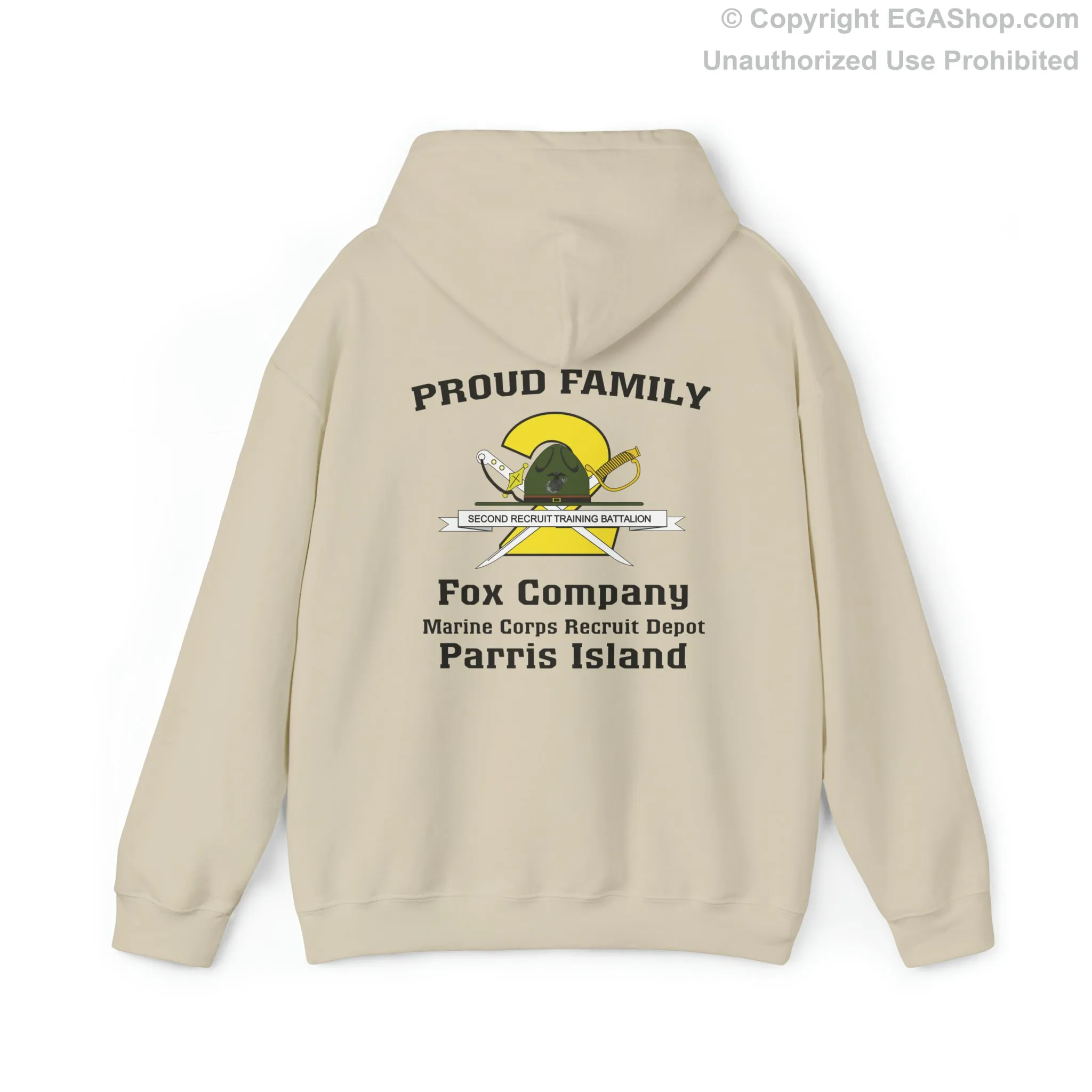 Hoodie: Fox Co. MCRD Parris Island (2nd Battalion Crest on BACK)