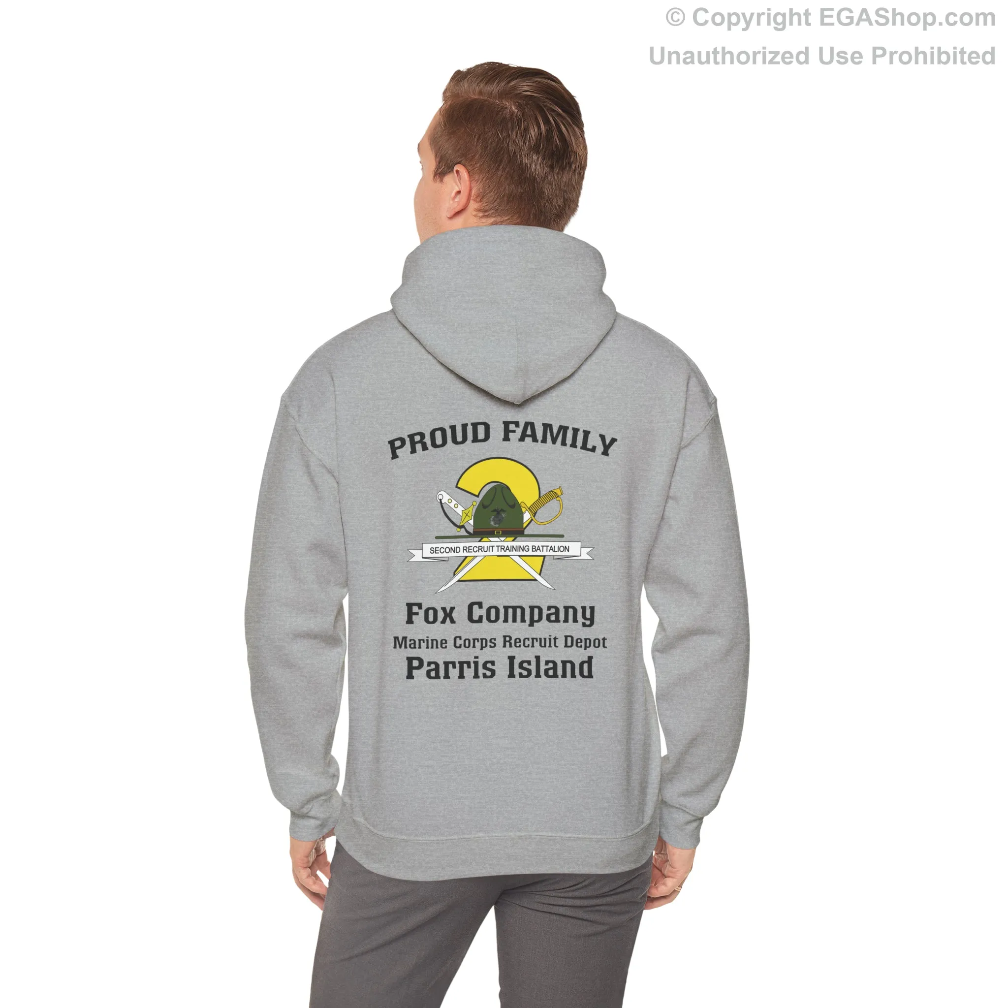 Hoodie: Fox Co. MCRD Parris Island (2nd Battalion Crest on BACK)