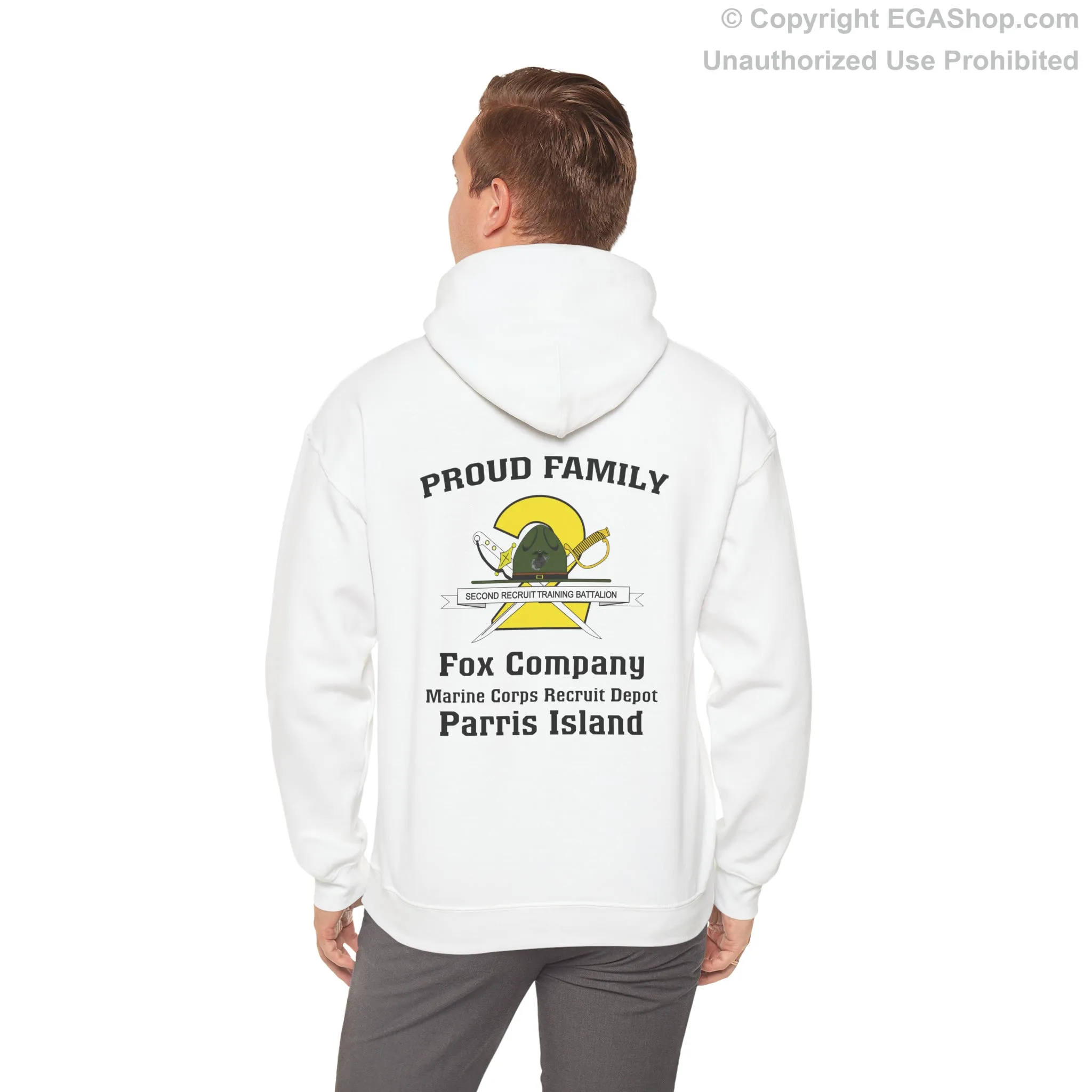 Hoodie: Fox Co. MCRD Parris Island (2nd Battalion Crest on BACK)