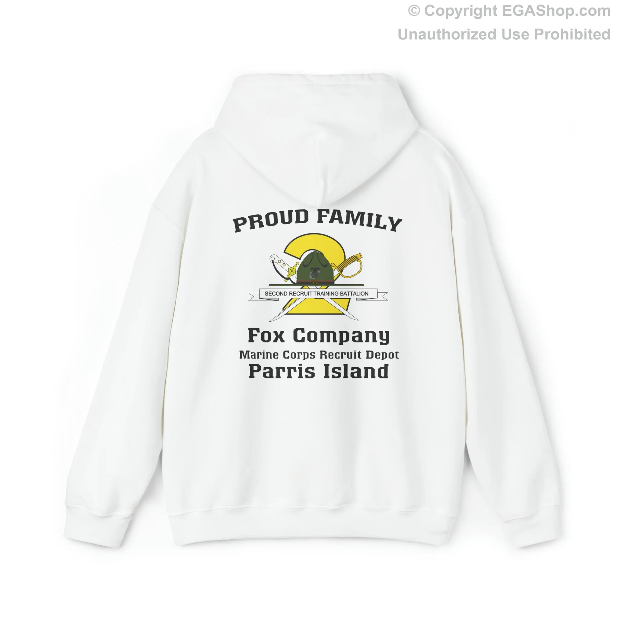 Hoodie: Fox Co. MCRD Parris Island (2nd Battalion Crest on BACK)