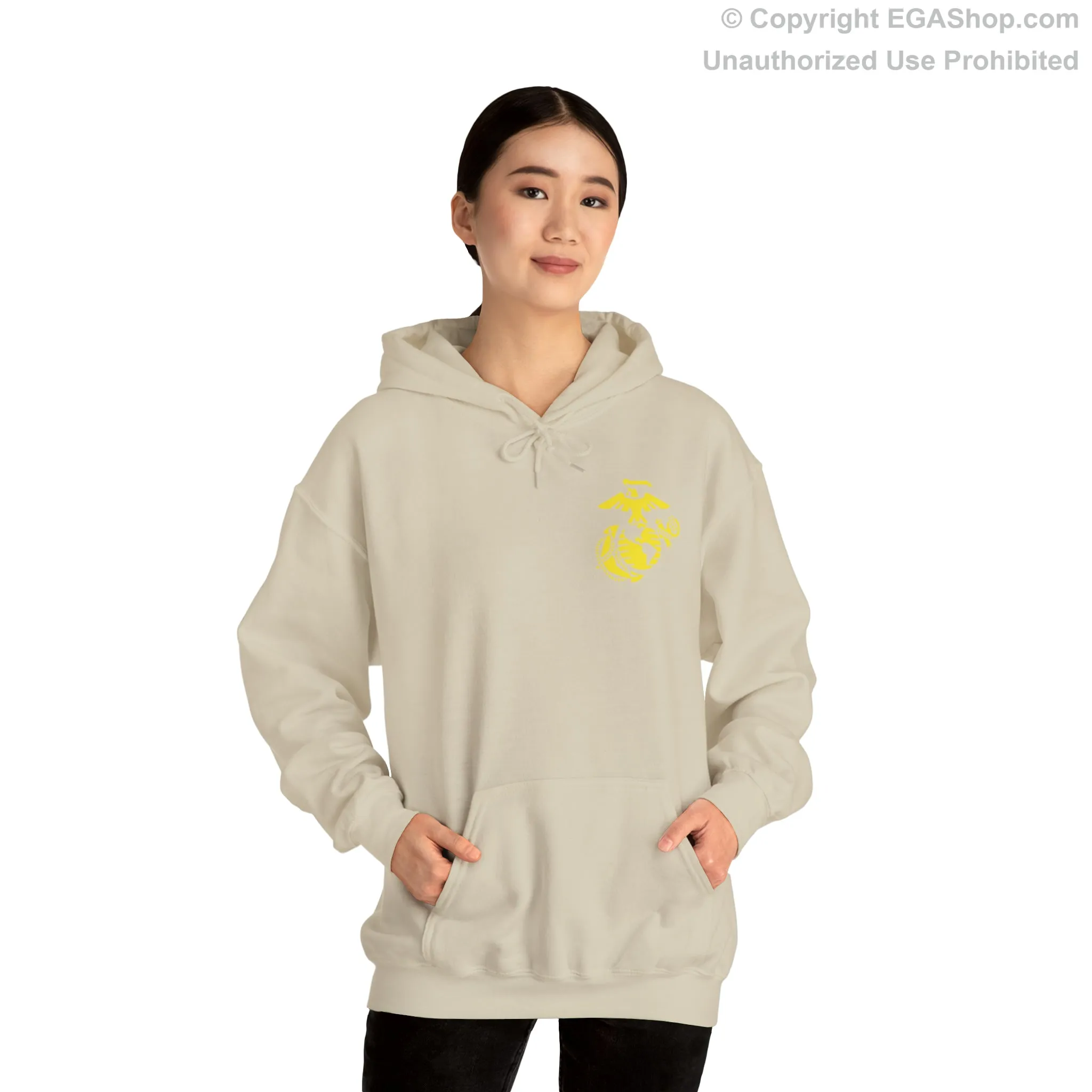 Hoodie: Hotel Co. MCRD Parris Island (2nd Battalion Crest on BACK)