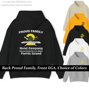 Hoodie: Hotel Co. MCRD Parris Island (2nd Battalion Crest on BACK)