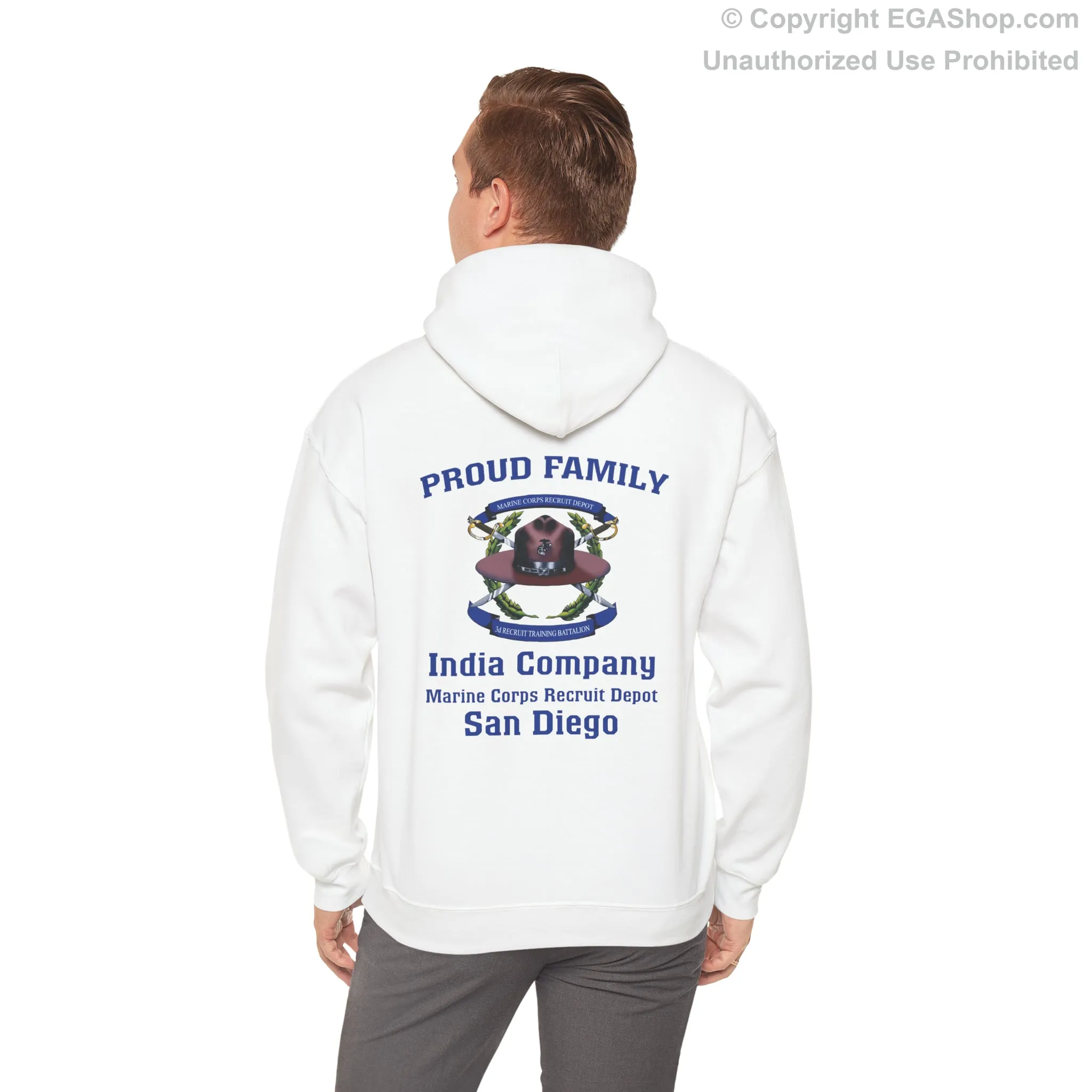 Hoodie: India Co. MCRD San Diego (3rd Battalion Crest on BACK)