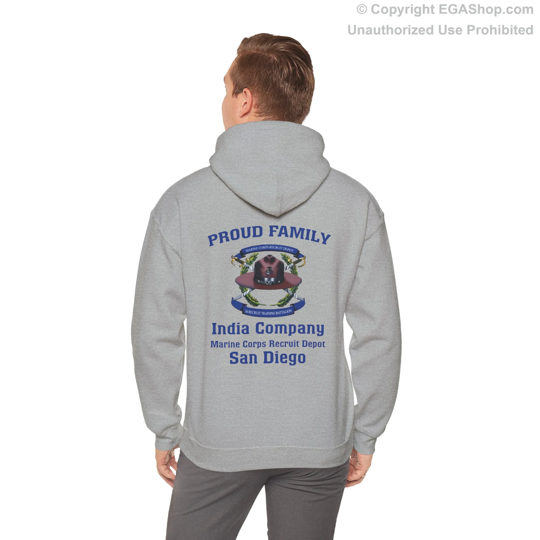 Hoodie: India Co. MCRD San Diego (3rd Battalion Crest on BACK)