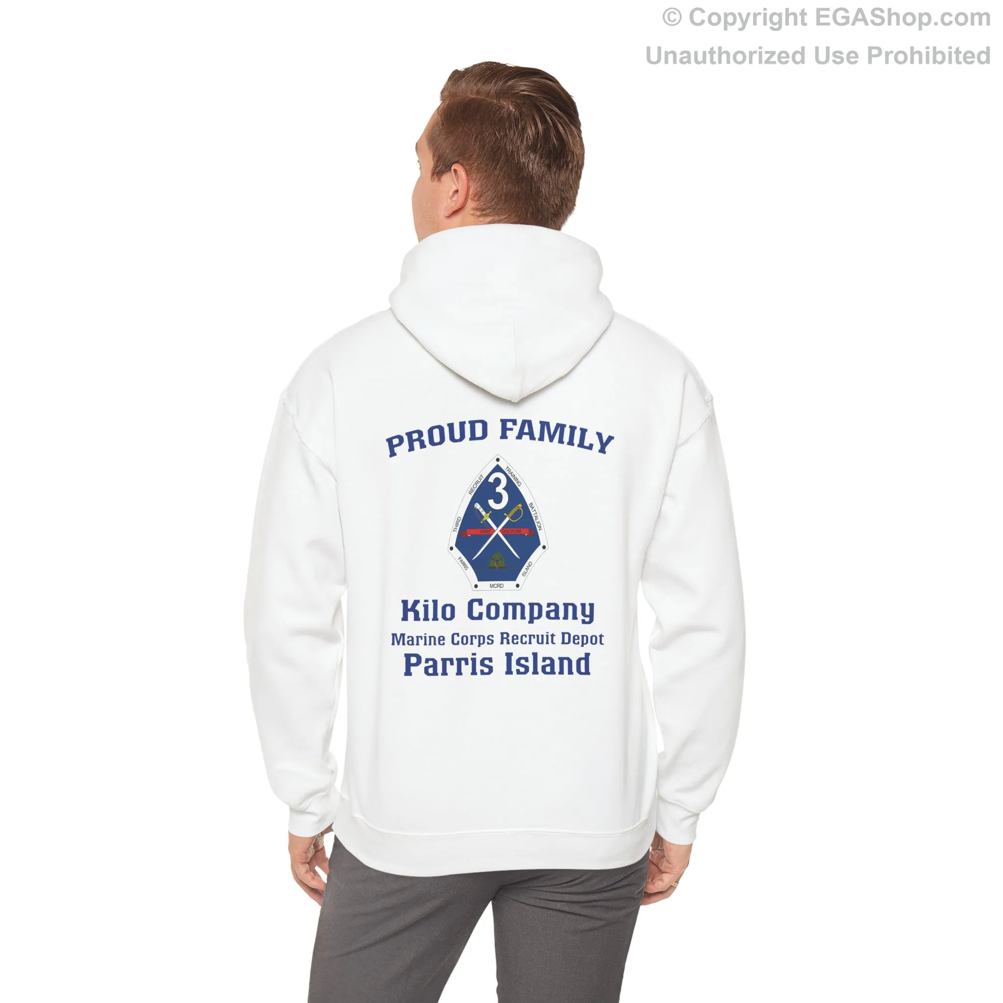 Hoodie: Kilo Co. MCRD Parris Island (3rd Battalion Crest on BACK)