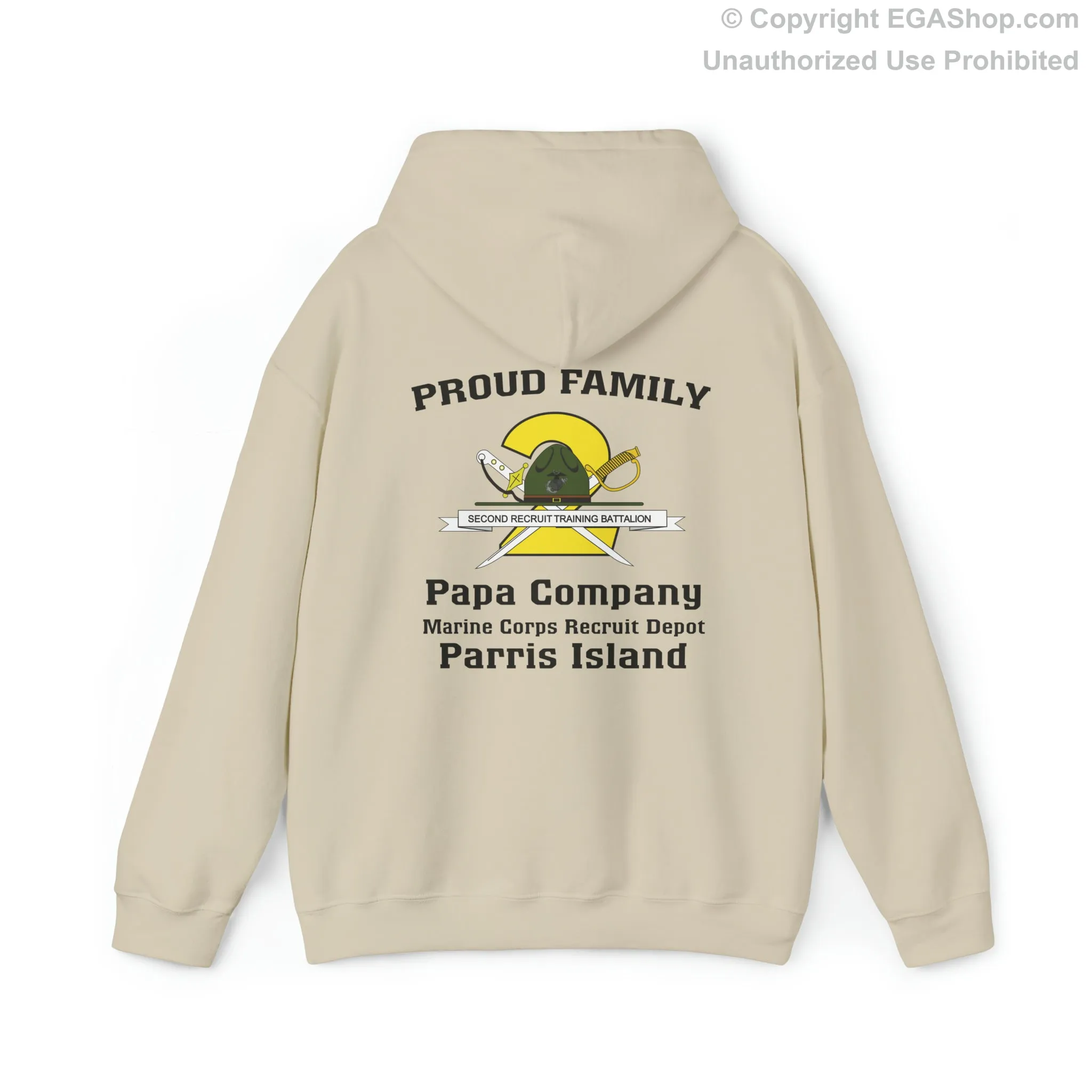 Hoodie: Papa Co. MCRD Parris Island (2nd Battalion Crest on BACK)