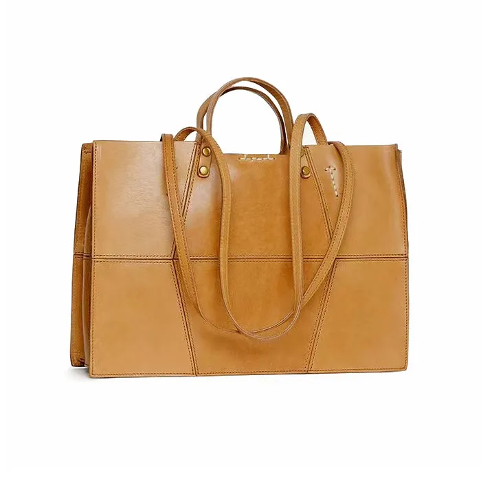 Italian Leather Tote Bag, Large Capacity Leather Shoulder Bag For Women, Vegetable Tanned Leather Handmade Bag-i7bags