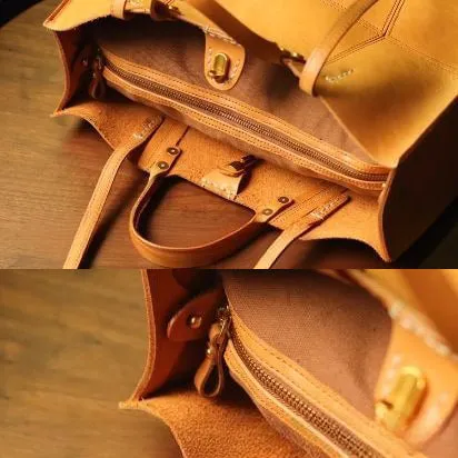 Italian Leather Tote Bag, Large Capacity Leather Shoulder Bag For Women, Vegetable Tanned Leather Handmade Bag-i7bags