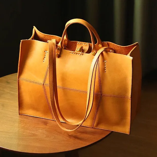 Italian Leather Tote Bag, Large Capacity Leather Shoulder Bag For Women, Vegetable Tanned Leather Handmade Bag-i7bags