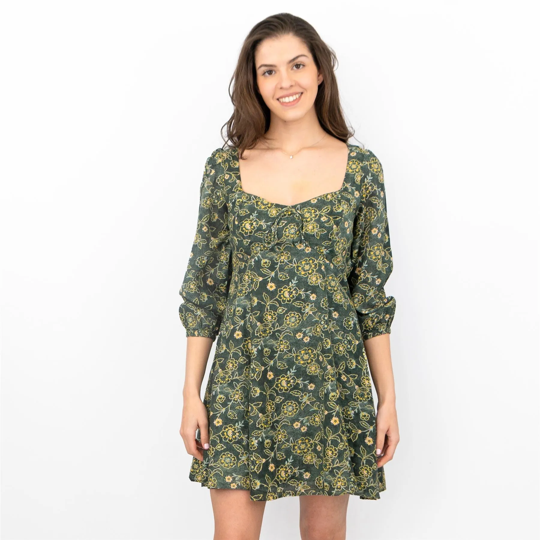 J.CREW Womens Green Floral Milkmaid Dress