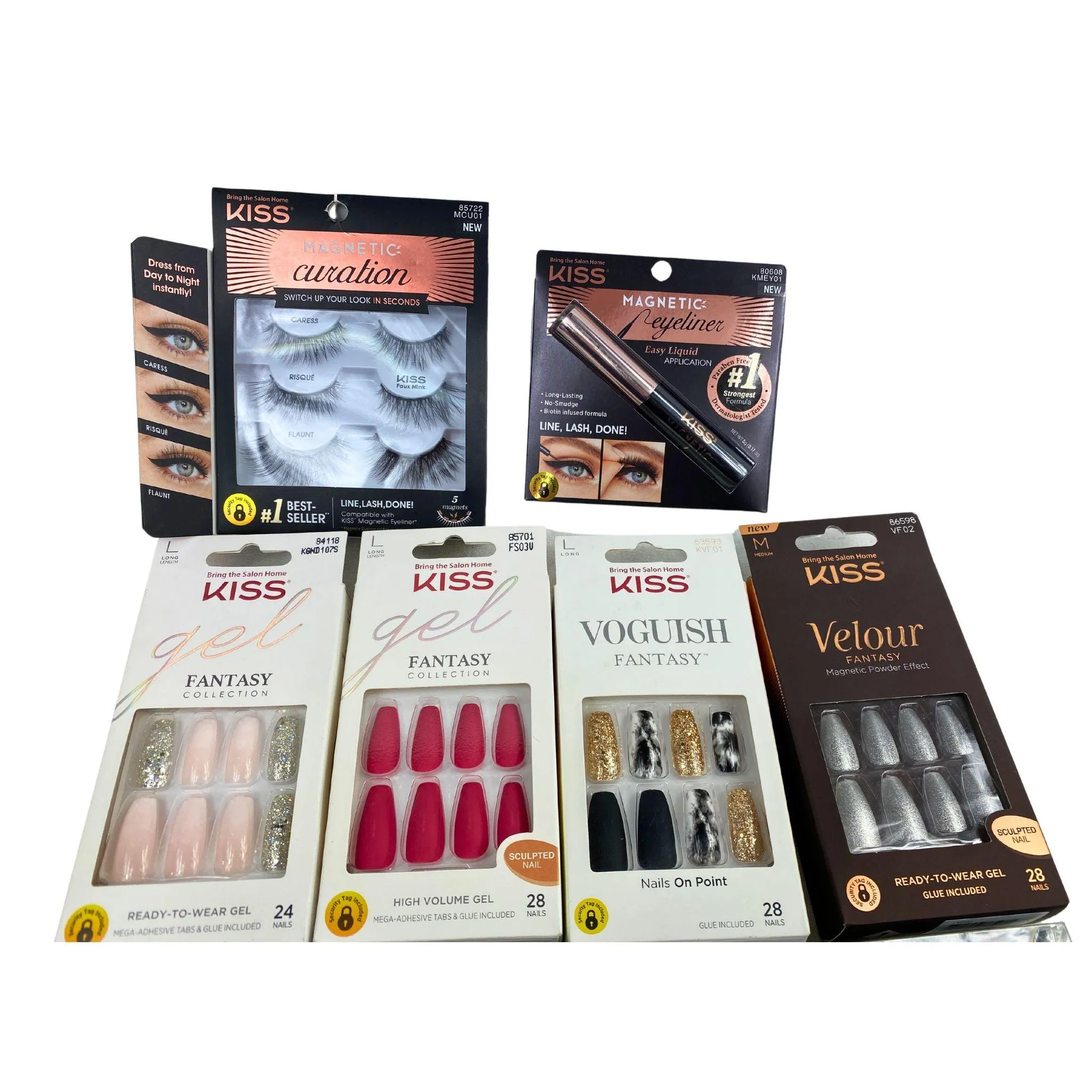 KISS Assorted Mix - Includes Press On Naills,Eyelashes & Magnetic Liner (50 Pcs Lot)