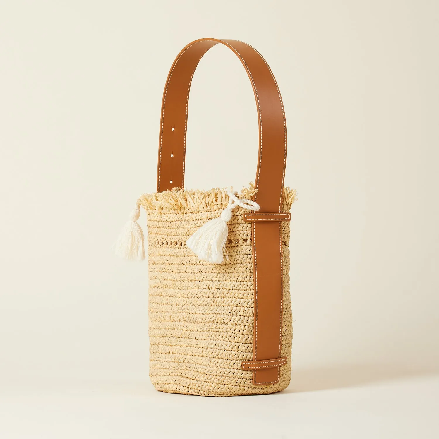 Le Sac Seau Isaka - Cuir et Raphia