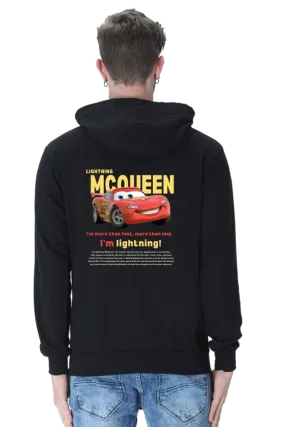 Lightning McQueen CARS Unisex Black Hooded Sweatshirt (Back Side Printed)