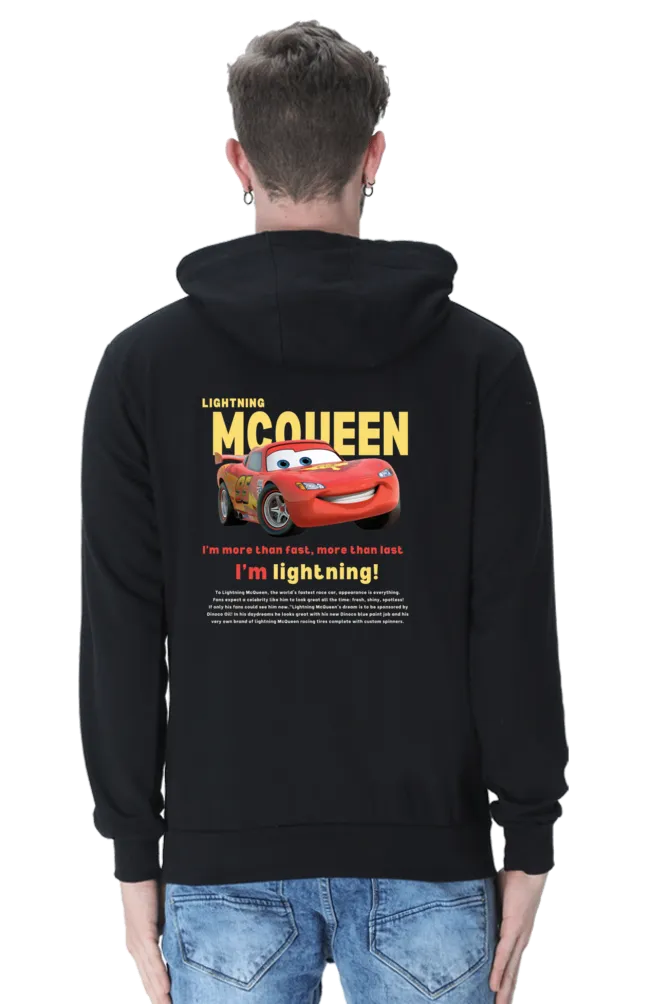 Lightning McQueen CARS Unisex Black Hooded Sweatshirt (Back Side Printed)