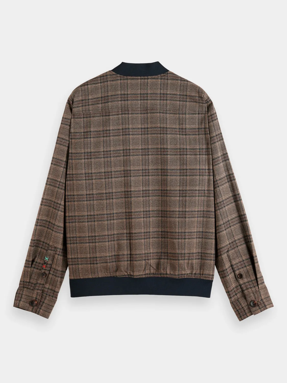 Lightweight yarn-dyed check bomber jacket