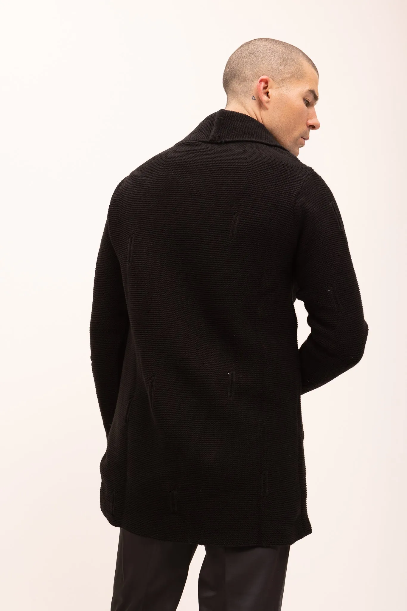 Longline Knit Cardigan - Black