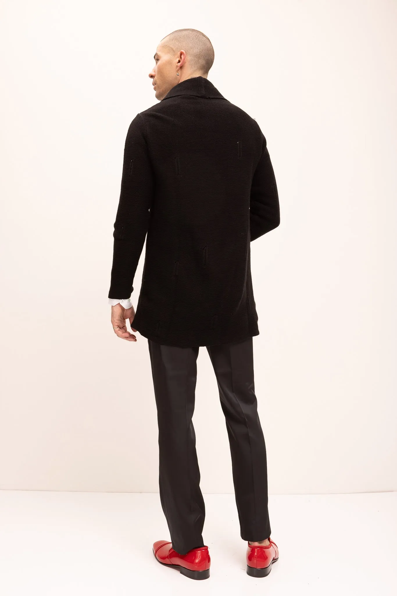 Longline Knit Cardigan - Black