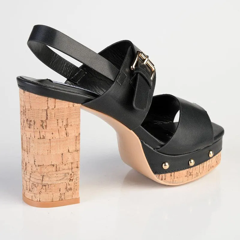 Madison Alexis Block Heel Sandal - Black