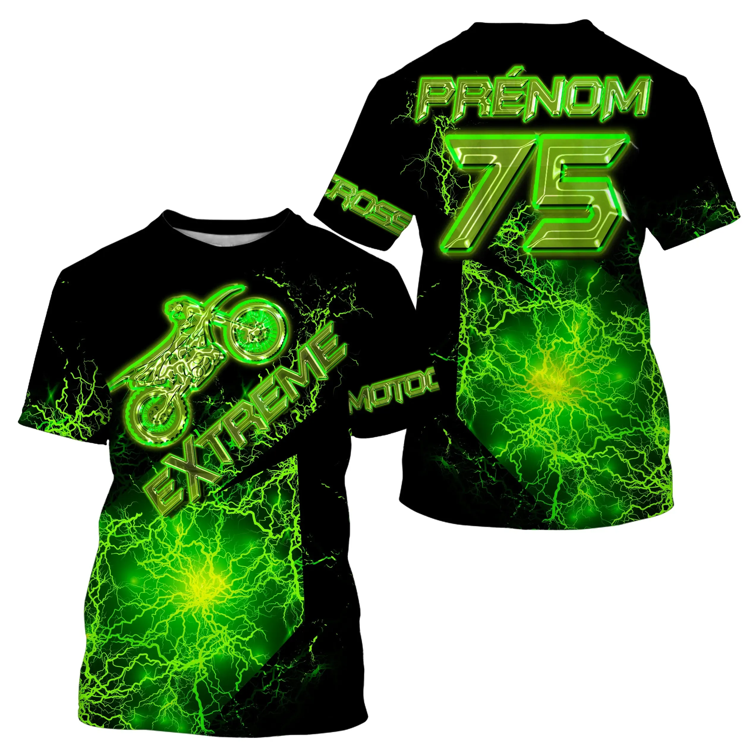 Maillot Cross Protection UV Vert Et Noir, Cadeau Personnalisé Pilote Moto Cross, Courses MX - 26122204MZ