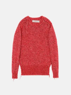 Melange red Annamaria pullover with pin