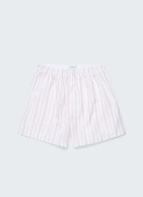 Men's Classic Boxer Shorts in Pale Pink Stripe