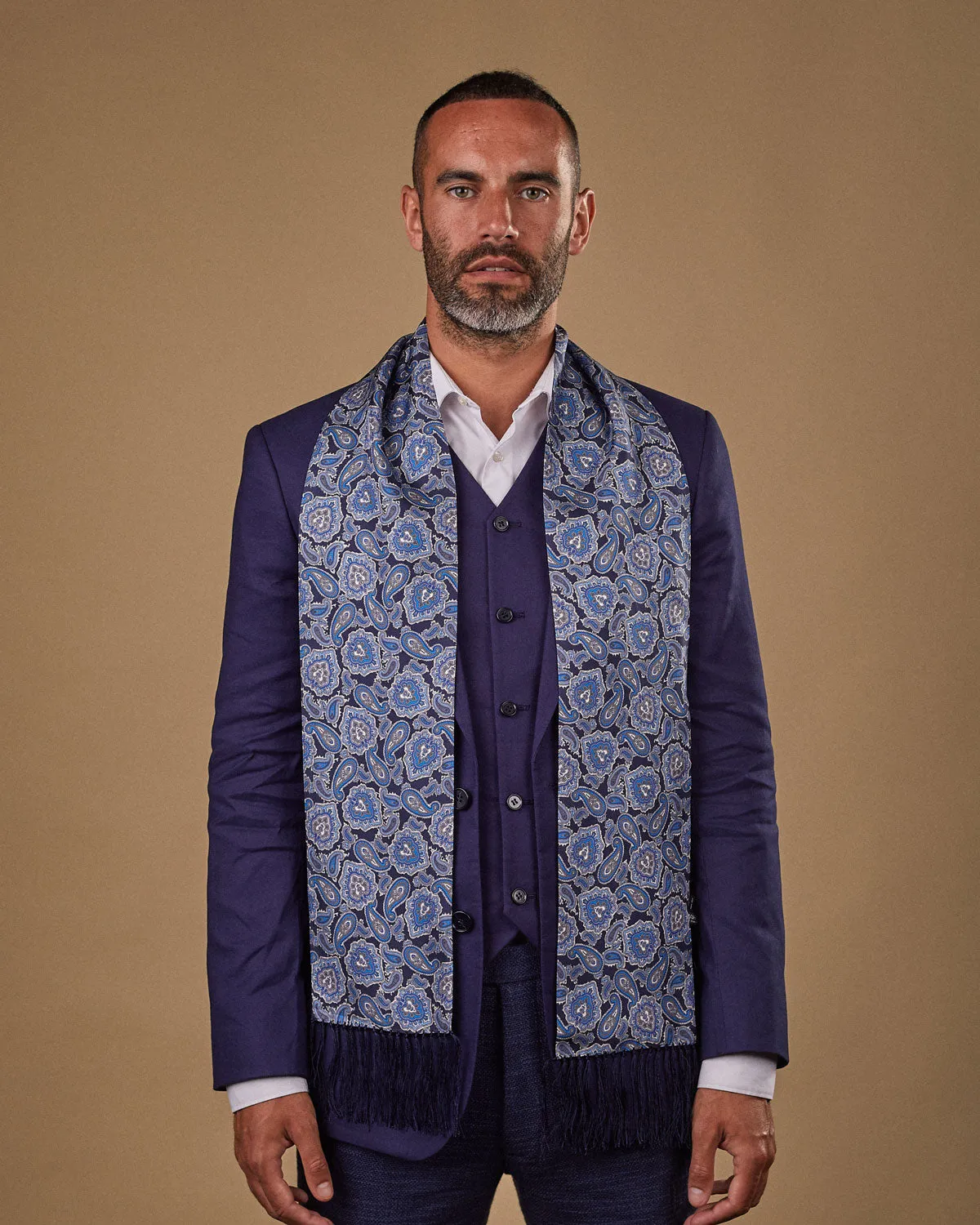 Men's Silk Aviator Scarf in Paisley - The Dezon Aviator